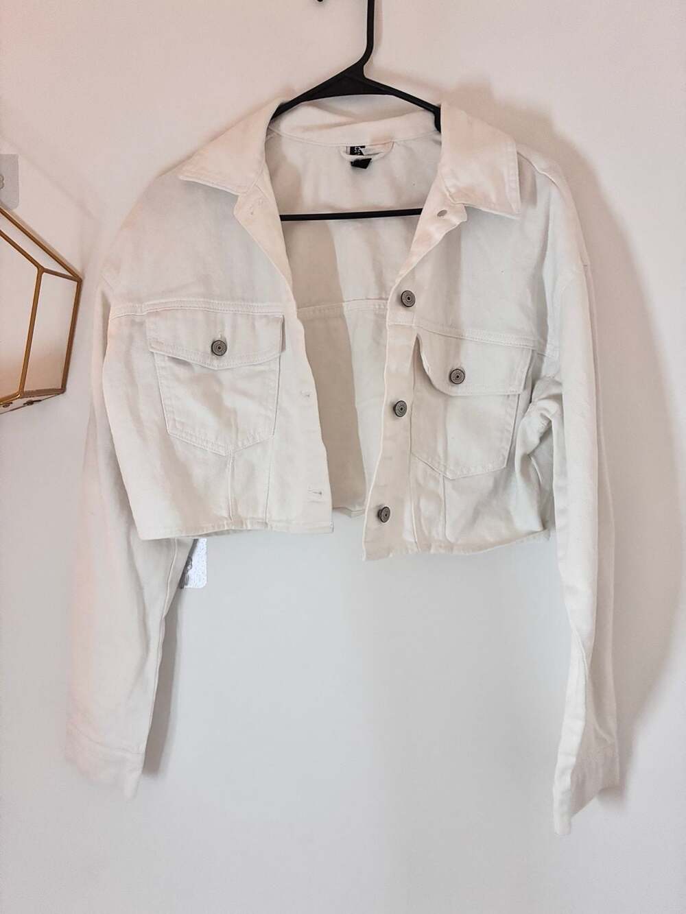 H&M Divided White Cropped Denim Jacket Size Small